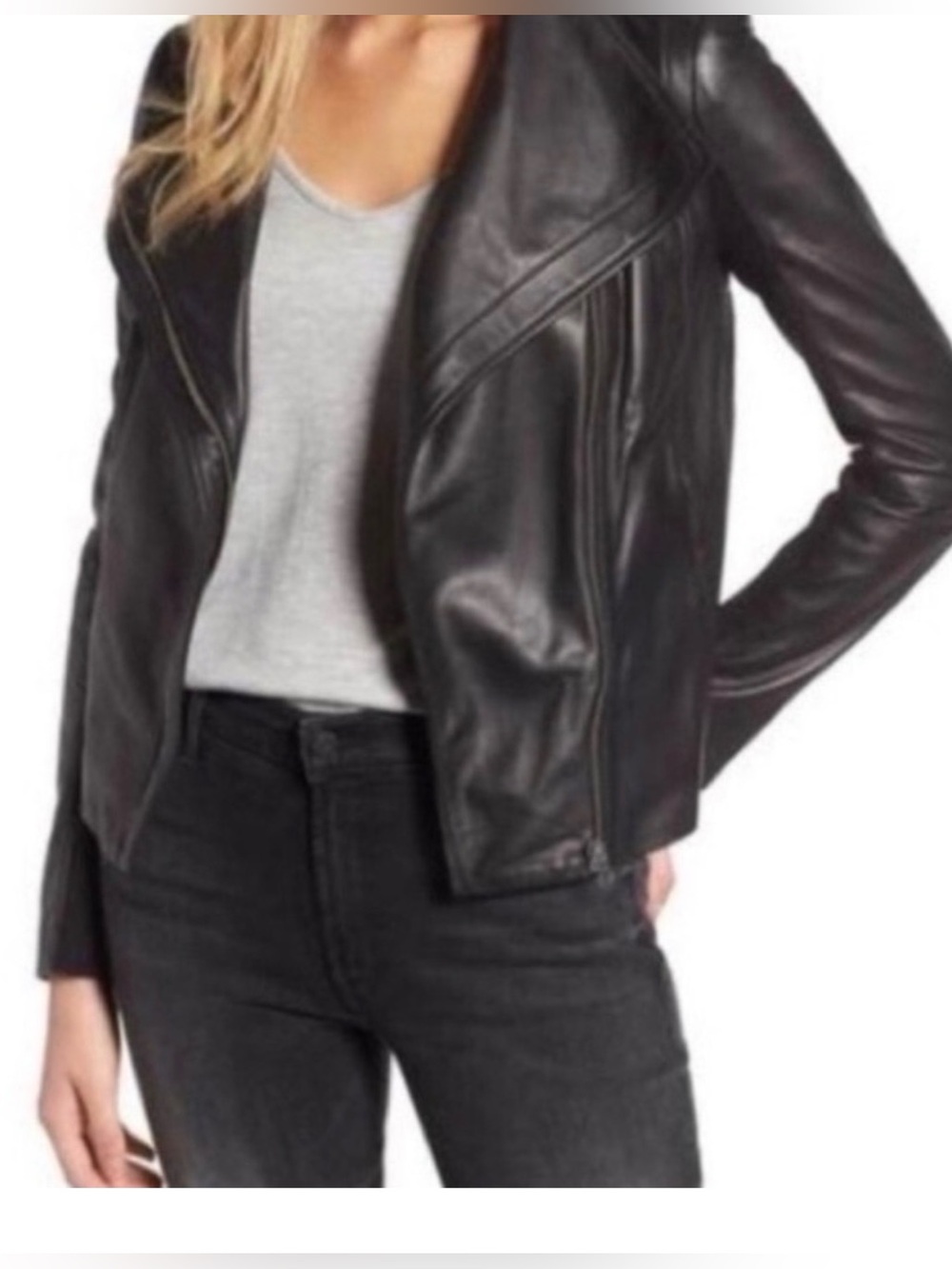 Trouvé Black Genuine Leather Moto Jacket. SZ S